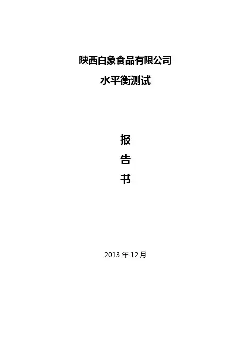 陕西白象食品有限公司水平衡测试报告书