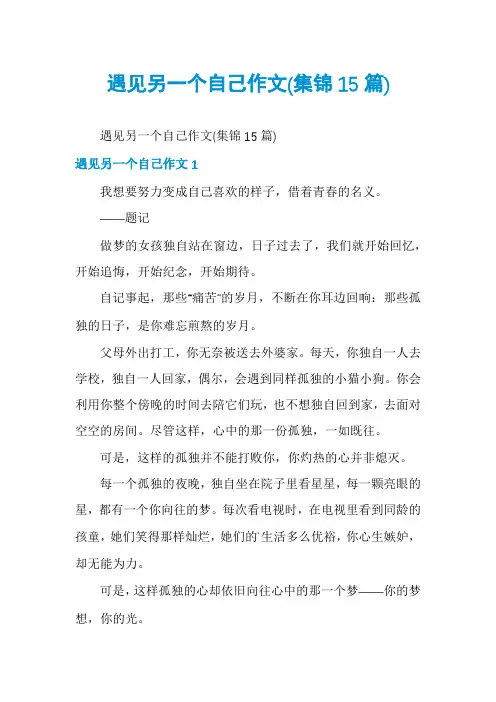 遇见另一个自己作文(集锦15篇)