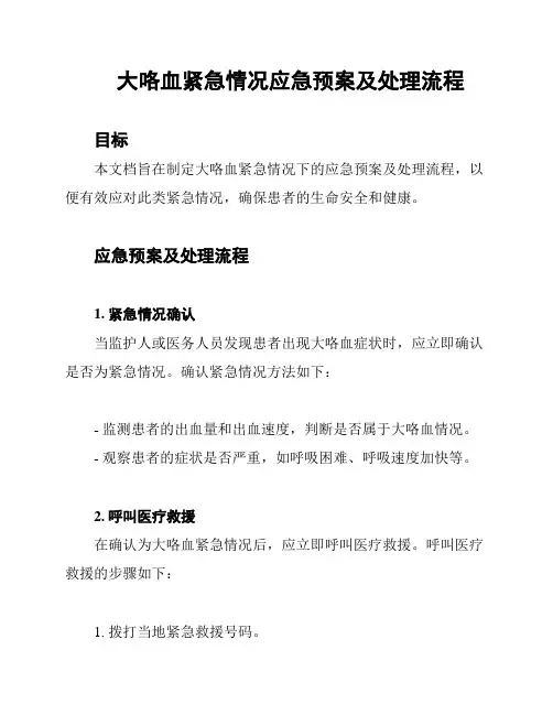 大咯血紧急情况应急预案及处理流程