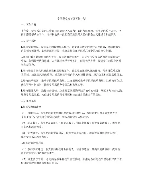 学院系总支年度工作计划