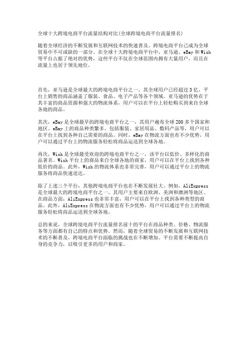 全球十大跨境电商平台流量结构对比(全球跨境电商平台流量排名)