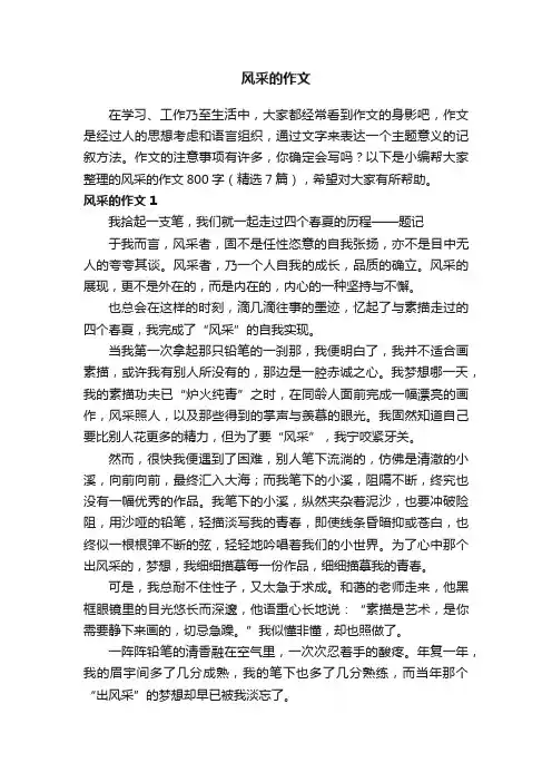 风采的作文800字（精选7篇）