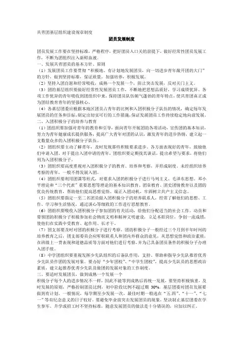 共青团基层组织建设规章制度