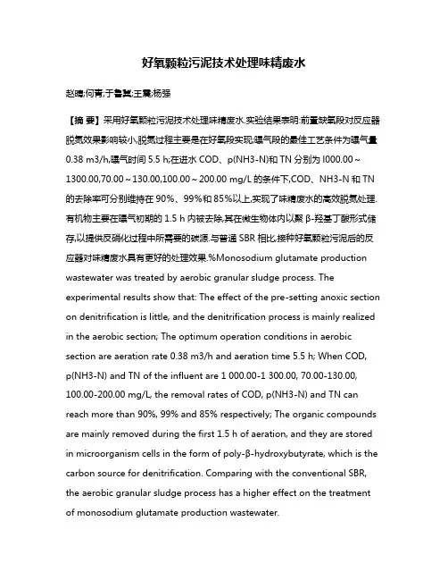 好氧颗粒污泥技术处理味精废水