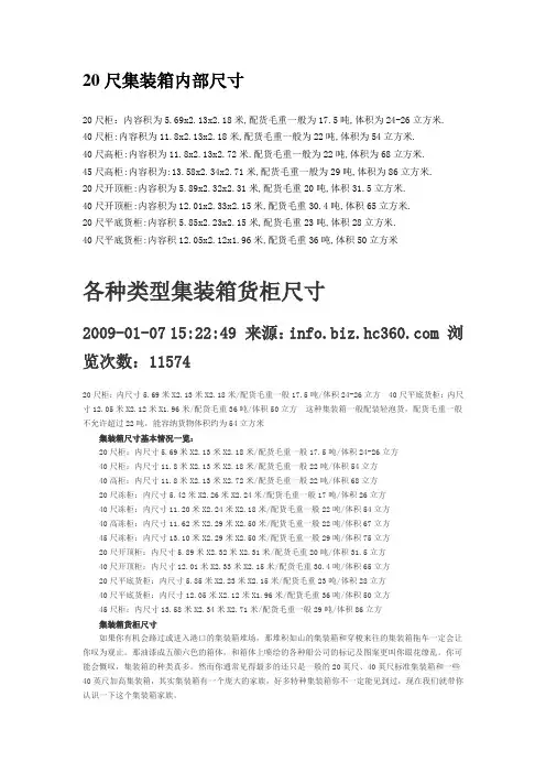 20尺集装箱内部尺寸