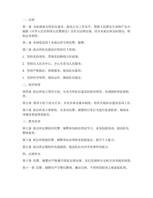 派出所队伍管理制度模板