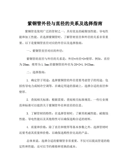 紫铜管直径对应的外径