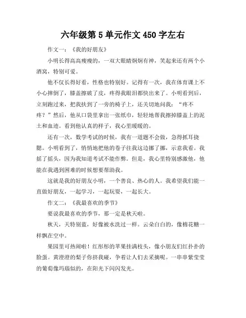 六年级第5单元作文450字左右