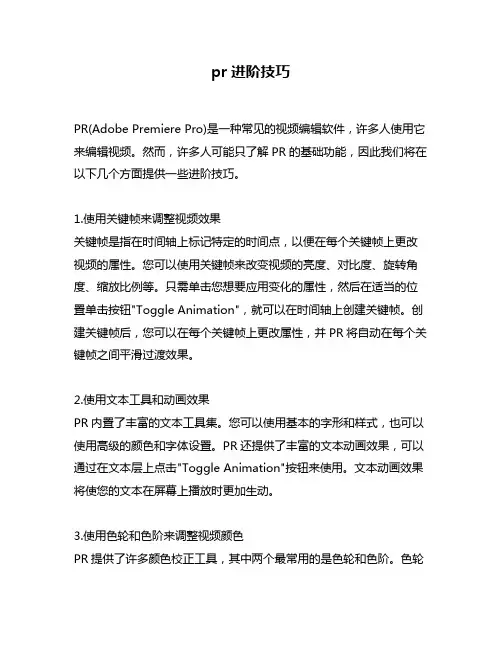 pr进阶技巧