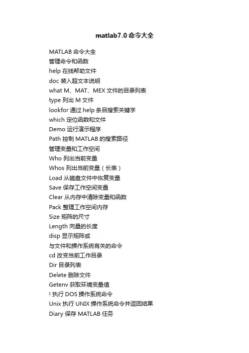 matlab7.0命令大全