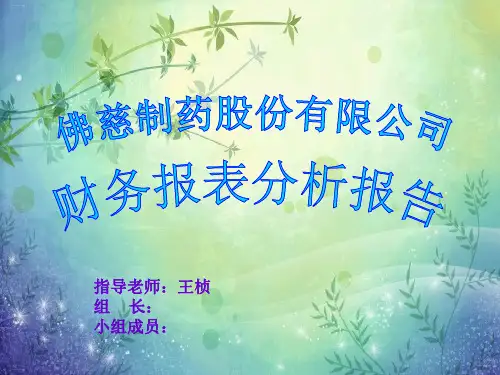 某制药股份有限公司财务报表分析报告ppt