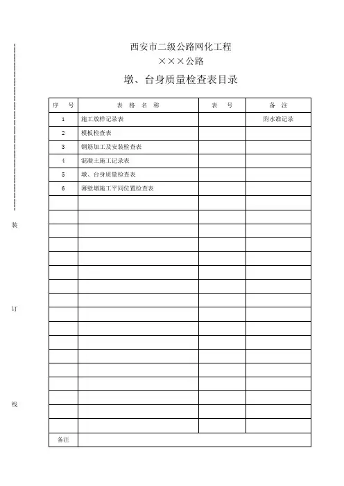 墩台身质量检查表格