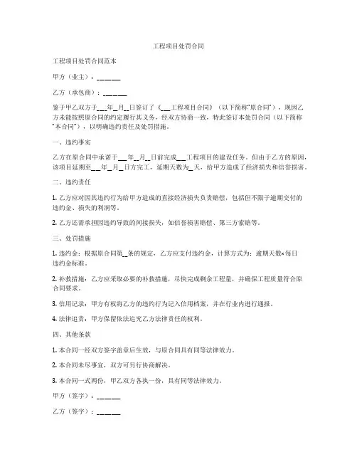 工程项目处罚合同