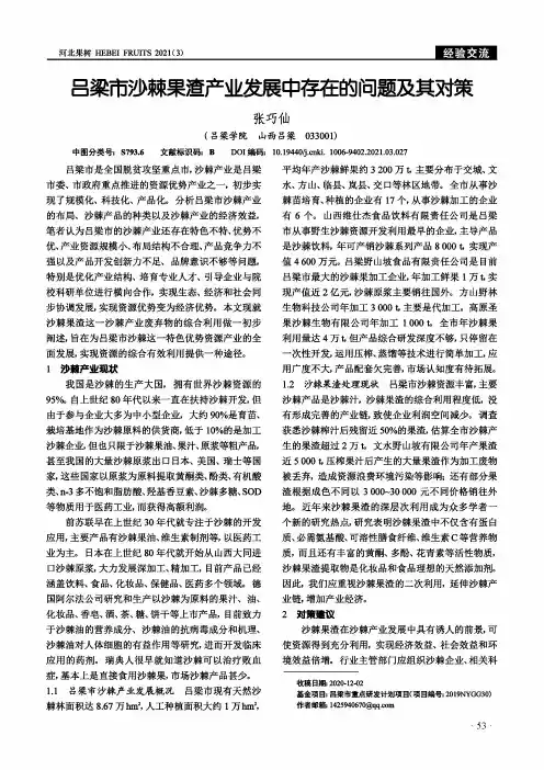 吕梁市沙棘果渣产业发展中存在的问题及其对策