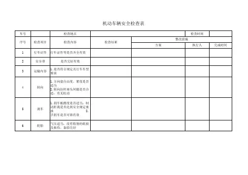 货车检修表