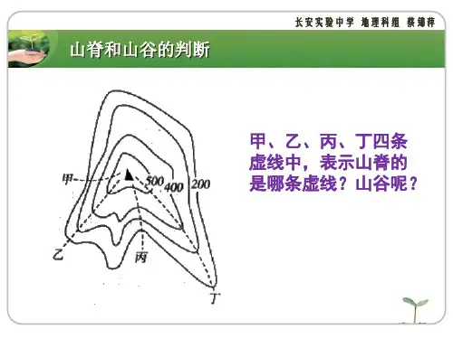 初中地理教学资料在等高线地形图中判断山脊和山谷