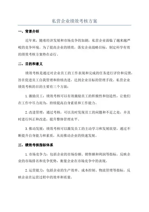 私营企业绩效考核方案
