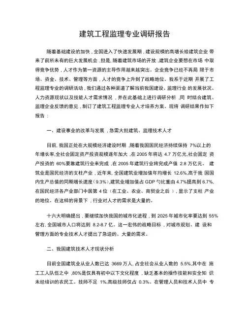 工程监理专业调研报告