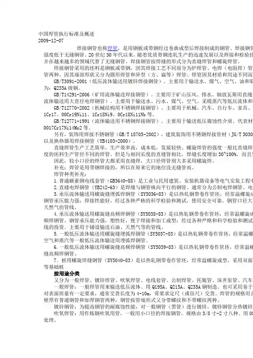 中国焊管执行标准