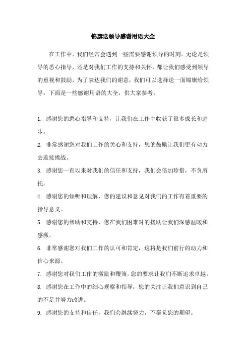 锦旗送领导感谢用语大全