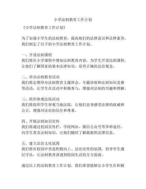 小学法制教育工作计划