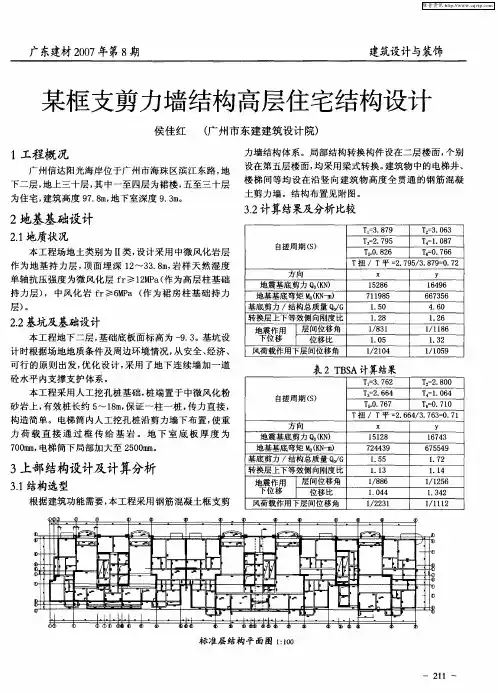 某框支剪力墙结构高层住宅结构设计