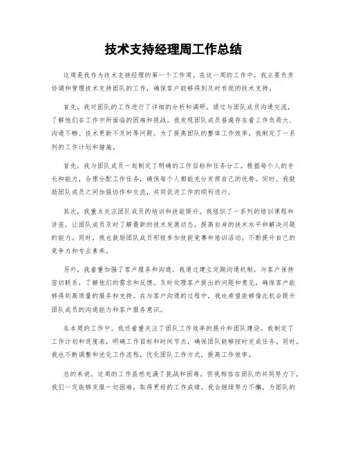 技术支持经理周工作总结