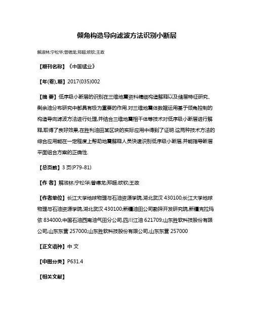 倾角构造导向滤波方法识别小断层