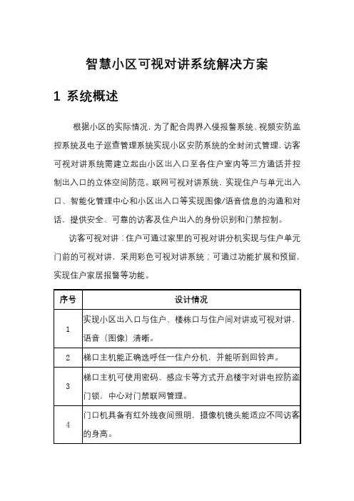 智慧小区可视对讲系统解决方案