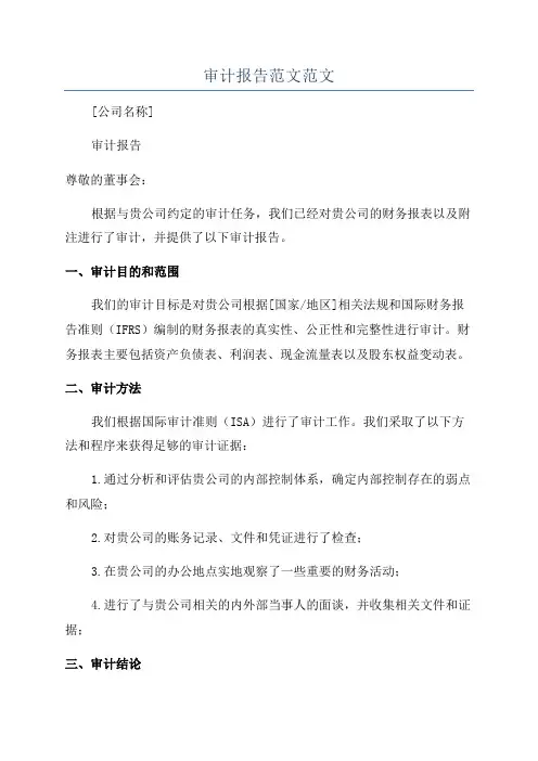 审计报告范文范文