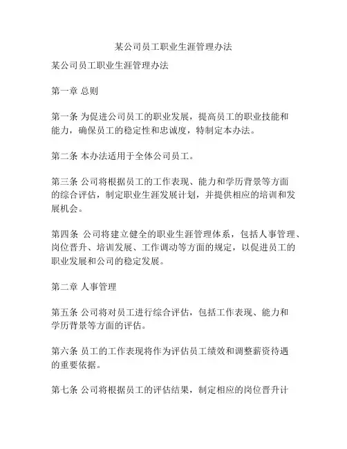 某公司员工职业生涯管理办法