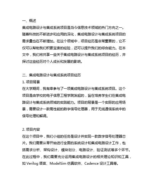 集成电路设计与集成系统项目经历