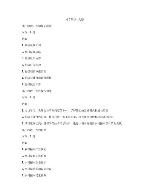 村官培训计划表