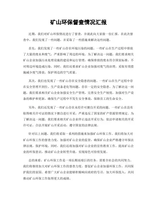 矿山环保督查情况汇报