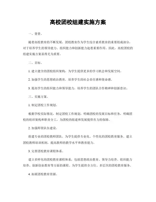 高校团校组建实施方案