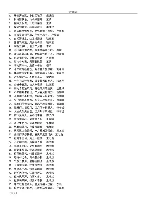 400多句古诗词名句高考必备自己整理