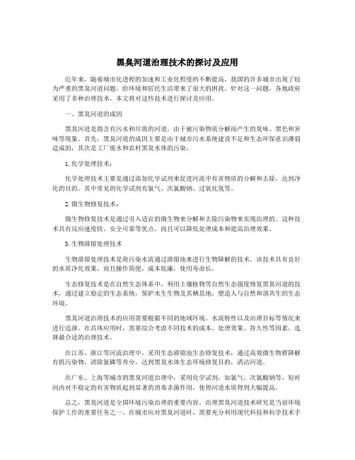 黑臭河道治理技术的探讨及应用
