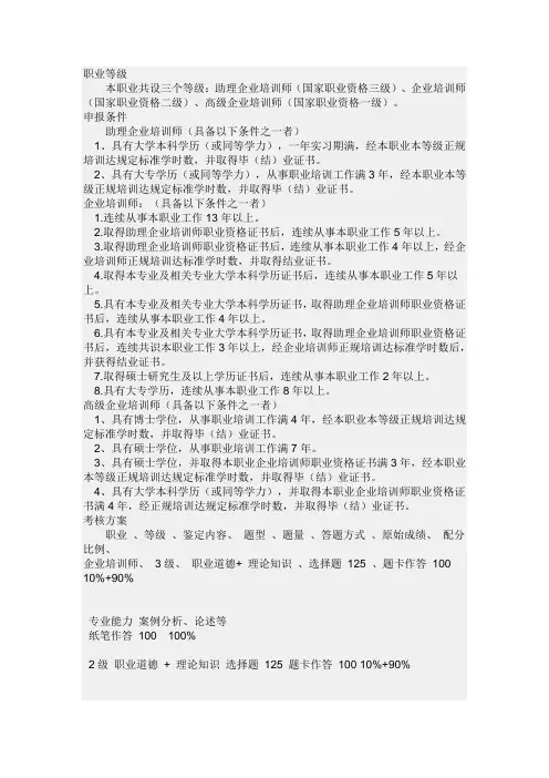 培训师等级考证须知