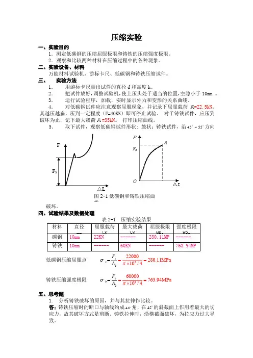 压缩实验 工程力学实验报告
