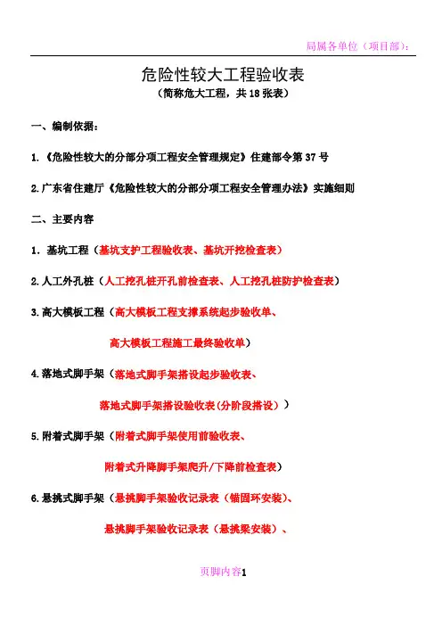 危险性较大工程验收表(危大工程)
