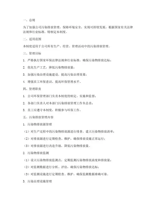 公司污染排放管理制度
