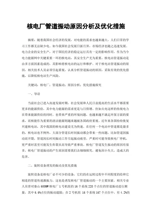 核电厂管道振动原因分析及优化措施