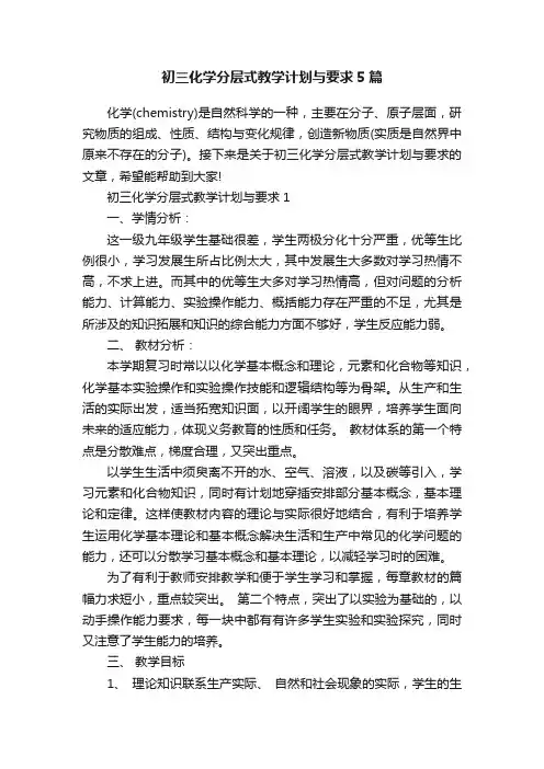 初三化学分层式教学计划与要求5篇