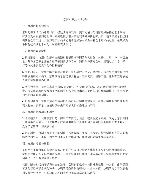 京剧知识点归纳总结