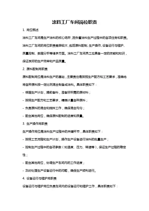 涂料工厂车间岗位职责