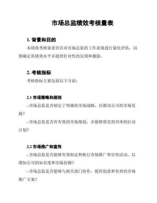 市场总监绩效考核量表