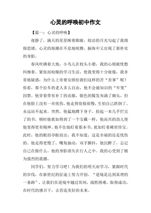 心灵的呼唤初中作文