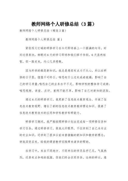 教师网络个人研修总结(3篇)