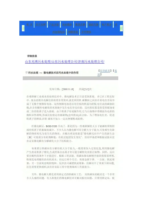 微电解技术在污水处理中的作用
