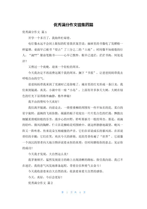 优秀满分作文锦集四篇